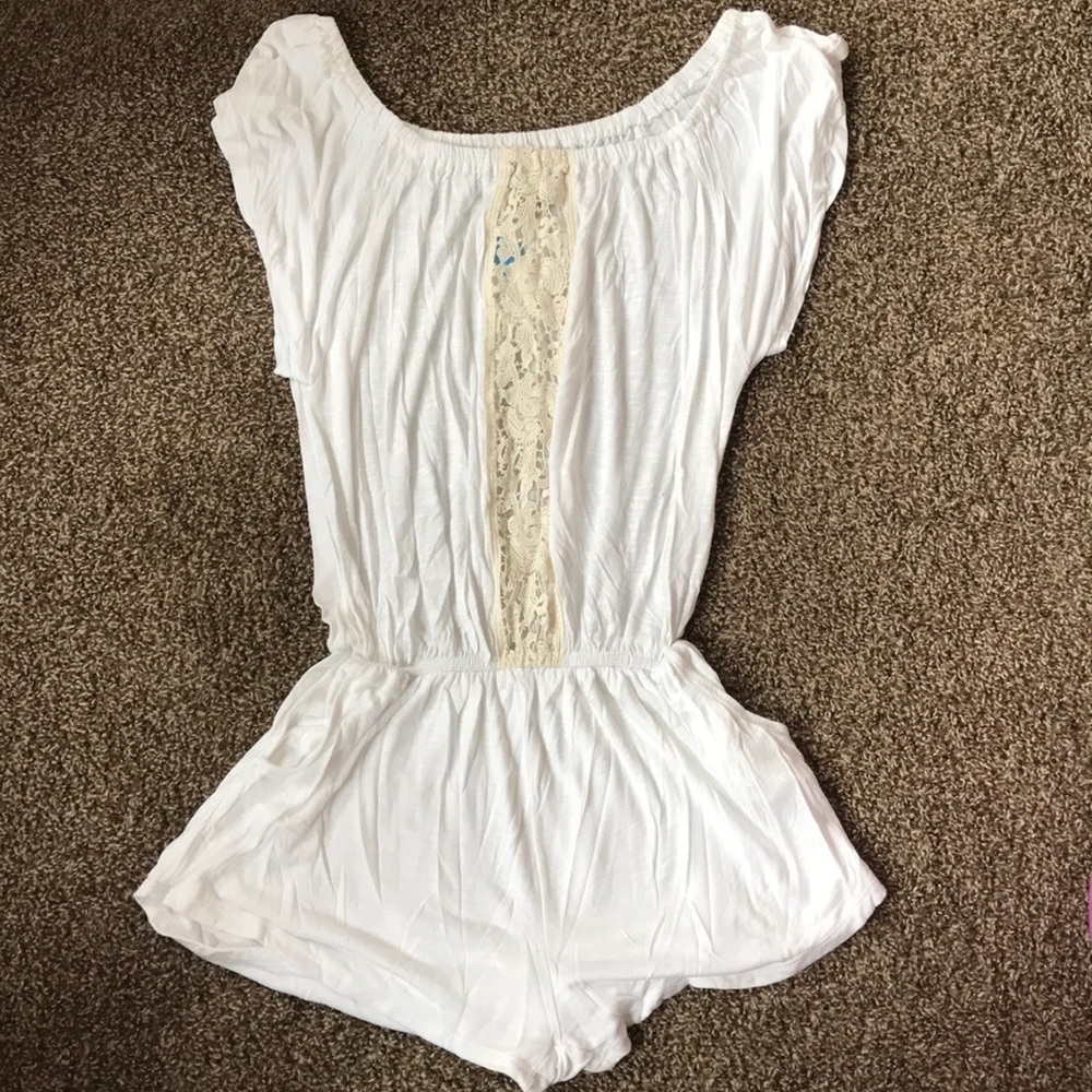 Elan White Crochet Romper NWT